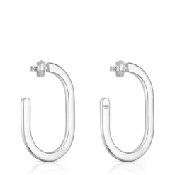 Silver long Hoop earrings Line