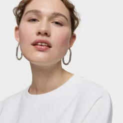 Silver long Hoop earrings Line