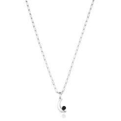 Silver Magic Nature moon Necklace with onyx
