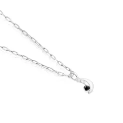 Silver Magic Nature moon Necklace with onyx