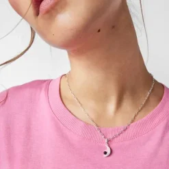 Silver Magic Nature moon Necklace with onyx