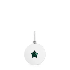 Silver Medallion pendant with malachite star Aelita