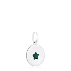 Silver Medallion pendant with malachite star Aelita