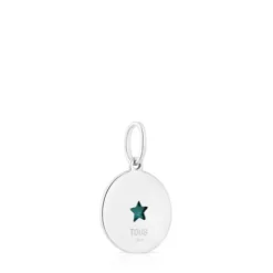 Silver Medallion pendant with malachite star Aelita