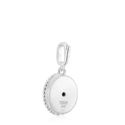 Silver medallion Pendant with nacre, rhodolite and bear motif Medallions