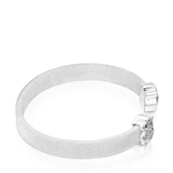 Silver Mesh Color Bracelet with Tourmalinated Quartz