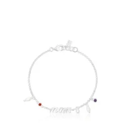 Silver Mom Bracelet with cultured pearls and gemstones TOUS Mama