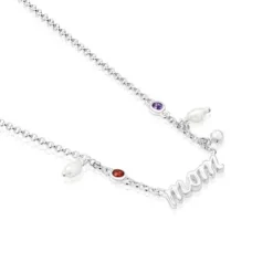 Silver Mom Necklace with cultured pearls and gemstones TOUS Mama
