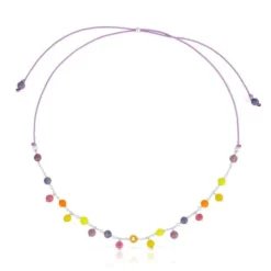 Silver, Murano glass and lilac-colored nylon Necklace Icon Glass