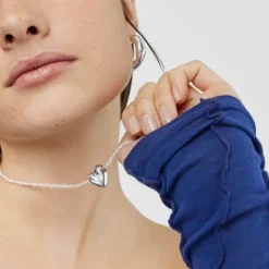 Silver Necklace with cultured pearls and heart motif Tabit