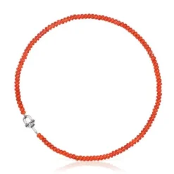 Silver Necklace with treated orange chalcedony TOUS MANIFESTO
