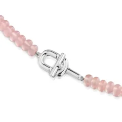 Silver Necklace with treated pink chalcedony TOUS MANIFESTO