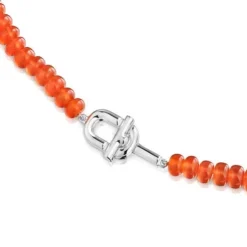 Silver Necklace with treated orange chalcedony TOUS MANIFESTO