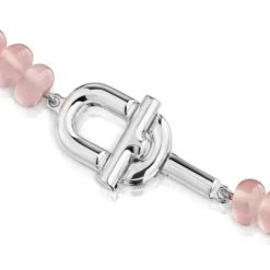 Silver Necklace with treated pink chalcedony TOUS MANIFESTO