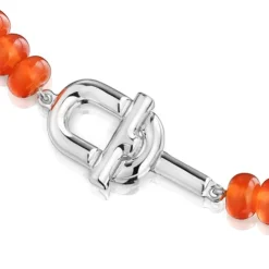 Silver Necklace with treated orange chalcedony TOUS MANIFESTO