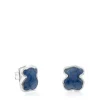 Silver New Color Earrings with Quartz with Dumortierite
