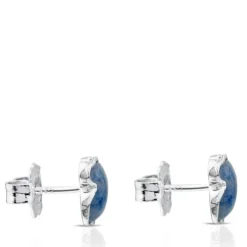 Silver New Color Earrings with Quartz with Dumortierite