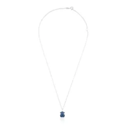 Silver New Color Necklace with Quartz with Dumortierite
