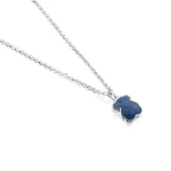 Silver New Color Necklace with Quartz with Dumortierite