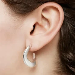 Silver oval Hoop earrings Galia Basics