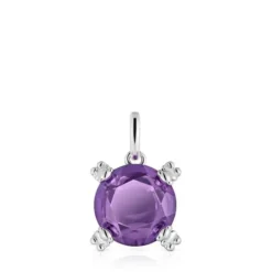 Silver Pendant with amethyst Color Pills