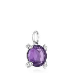 Silver Pendant with amethyst Color Pills