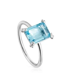 Silver Ring with topaz Color Pills