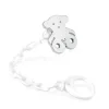 Silver Sweet Dolls Pacifier clip with big bear