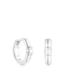 Silver TOUS Basics bear Hoop earrings
