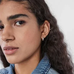 Silver TOUS Basics bear Hoop earrings