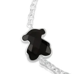 Silver TOUS Color Bracelet with faceted onyx