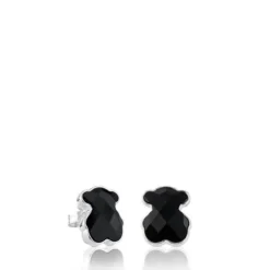 Silver TOUS Color Earrings with faceted onyx