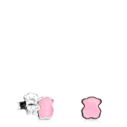 Silver TOUS Color Earrings with rose Quartz