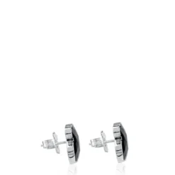 Silver TOUS Color Earrings with faceted onyx