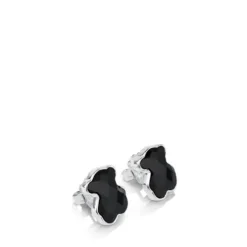 Silver TOUS Color Earrings with faceted onyx