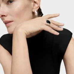 Silver TOUS Color Ring with faceted Onyx