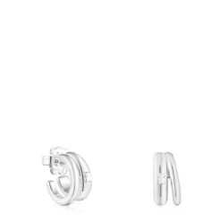 Silver TOUS Fellow Double-hoop earrings