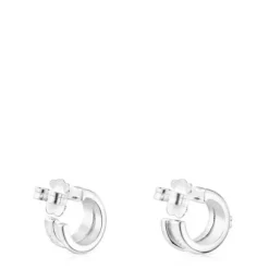 Silver TOUS Fellow Double-hoop earrings