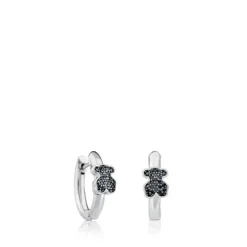 Silver TOUS Gen Hoop Earrings with Spinels