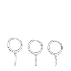 Silver TOUS Good Vibes Hooped earring Set
