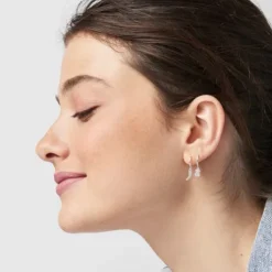 Silver TOUS Good Vibes Hooped earring Set