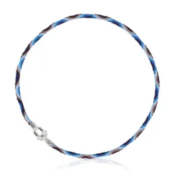 Silver TOUS MANIFESTO Elastic necklace/bracelet with blue and lilac cord