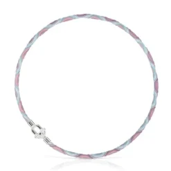 Silver TOUS MANIFESTO Elastic necklace/bracelet with pink and blue cord