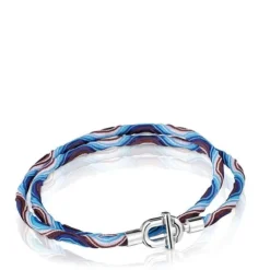 Silver TOUS MANIFESTO Elastic necklace/bracelet with blue and lilac cord