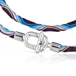 Silver TOUS MANIFESTO Elastic necklace/bracelet with blue and lilac cord