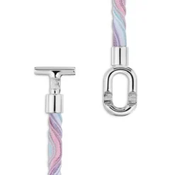 Silver TOUS MANIFESTO Elastic necklace/bracelet with pink and blue cord