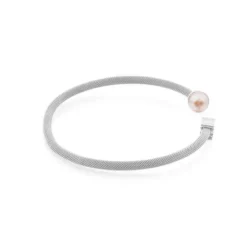 Silver TOUS Mesh Bracelet with 0,7cm. pearl