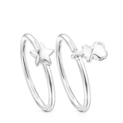 Silver TOUS Mini Icons bear-star motifs Rings set