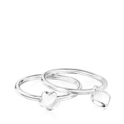 Silver TOUS Mini Icons flower-heart motifs Rings set