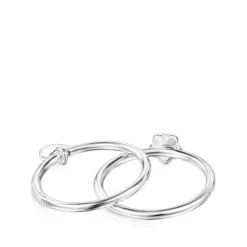 Silver TOUS Mini Icons flower-heart motifs Rings set